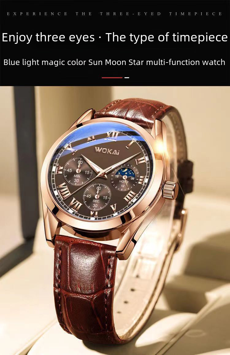 Men&#039;s Leather Strap Quartz Watch Alloy Watch