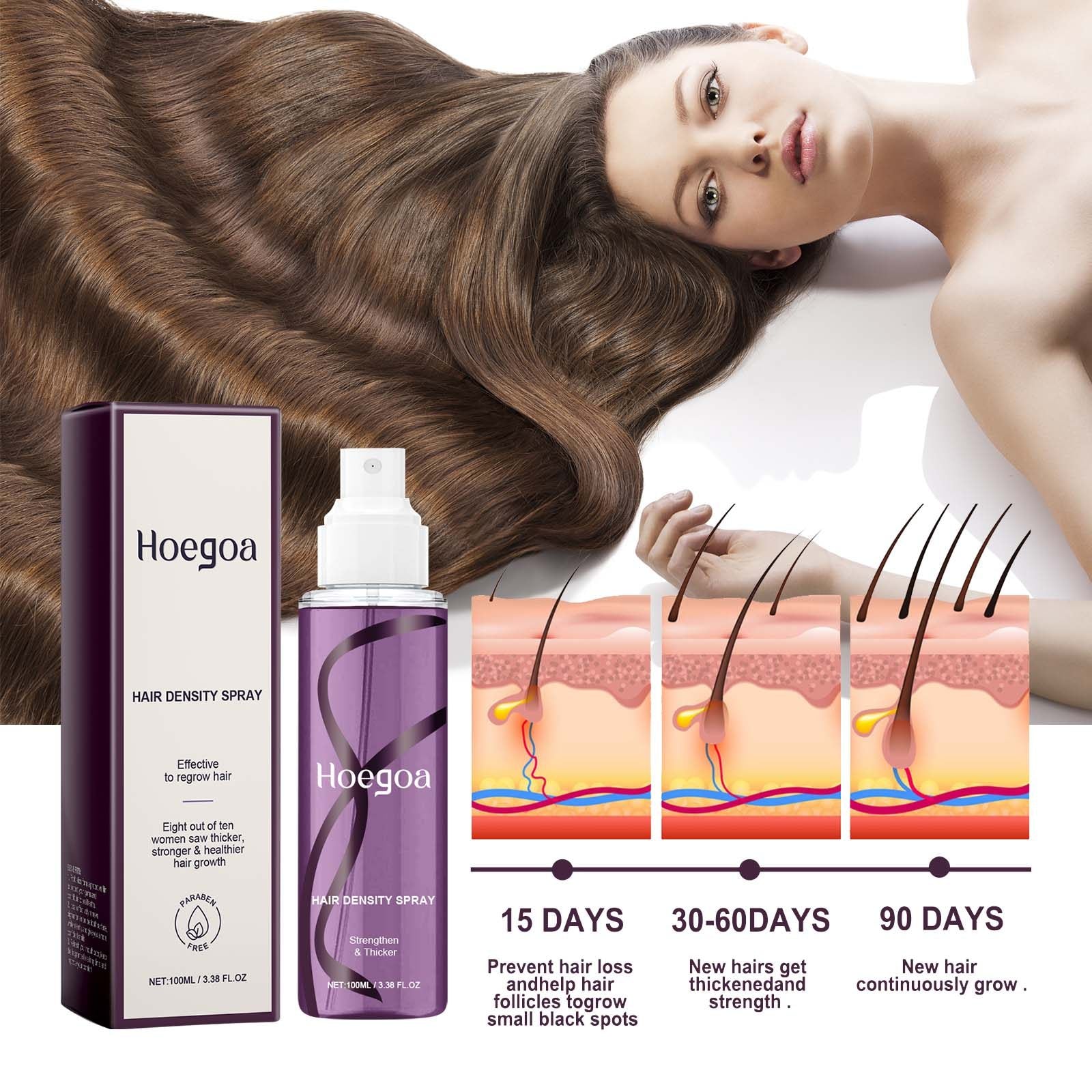 Hoegoa Volumizing Dense Hair Spray Repair dry and frizzy hair Strengthening Hair Nourishing Volumizing Hair Spray